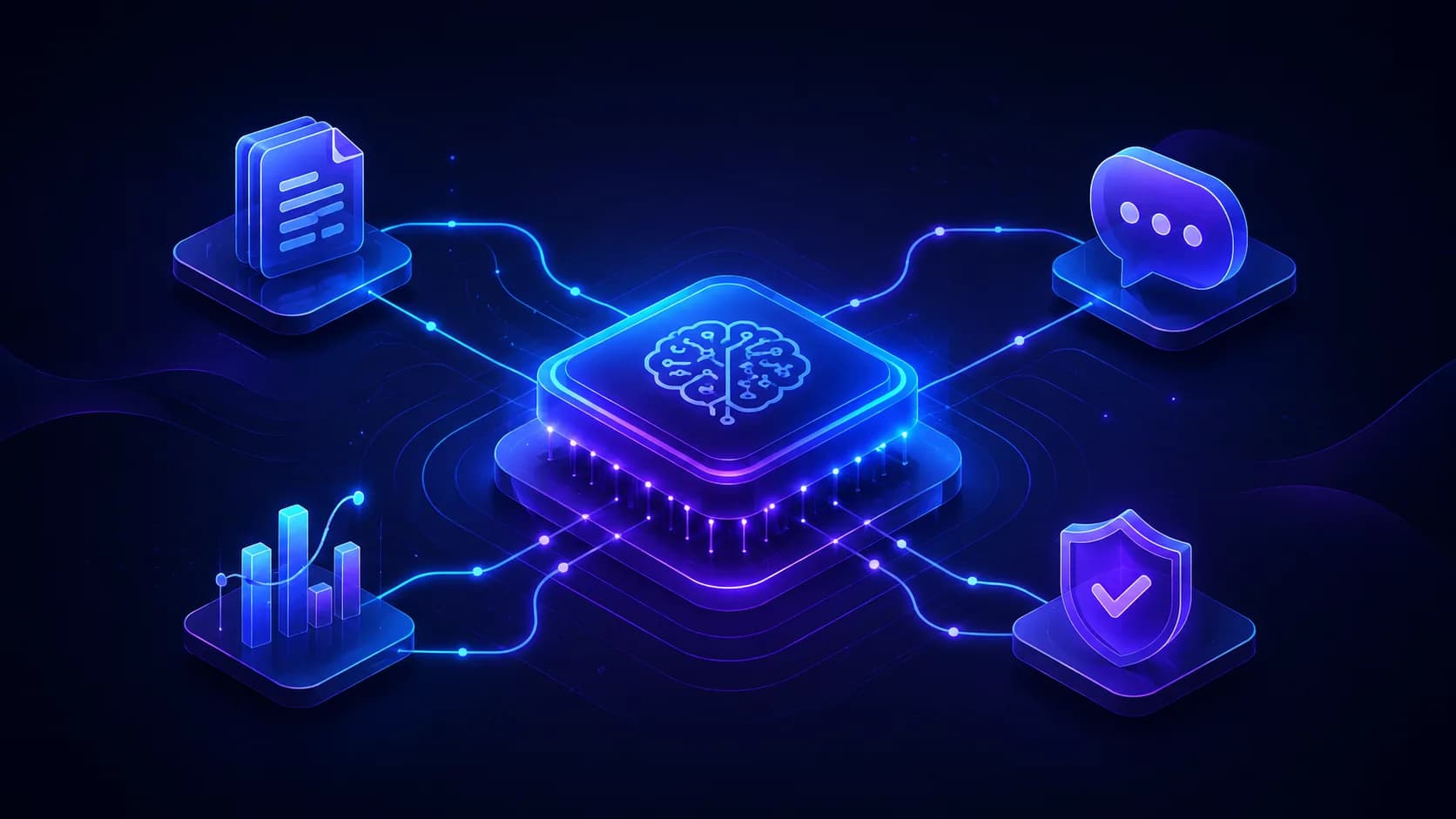 Abstract artificial intelligence network and automation workflow illustration